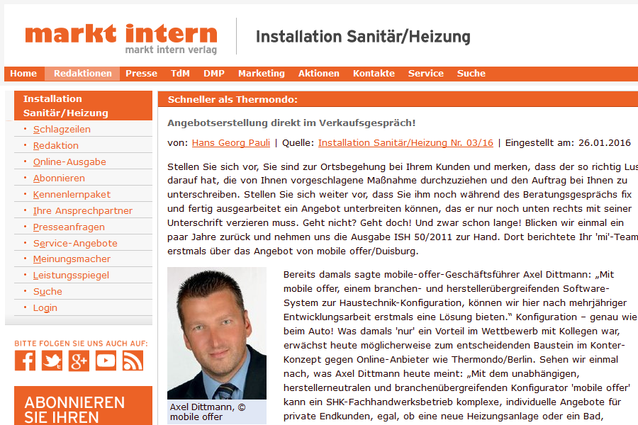 Screenshot der Webseite